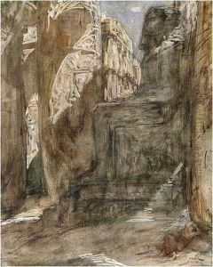 A Street Scene At Moonlight, Luxor by Marius Bauer