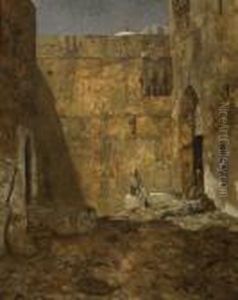 Wachters Op Een Binnenplaats: Guards By A Gate At Moonlight