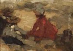 Spelende Kinderen Op Strand by Marius Bauer