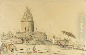 A Temple On The Ganges At 
Benares (recto); A Sketch Of Temples Andother Buildings Along The Ganges
 (verso)