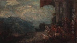 A Gathering Outside A Temple On A Hilltop A Gathering Outside A Temple On A Hilltop