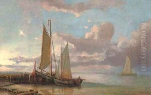 Moored fishing vessels at the end of the day by Abraham Hulk Snr