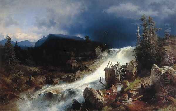 Mountain Landscape with Watermill - view 1