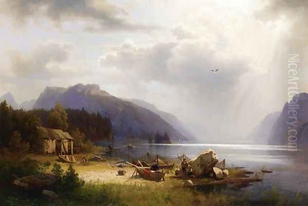Fishing in an Alpine Lake - view 1