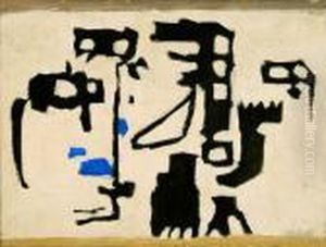 Afrikanische Geister Mit Blau. by Willi Baumeister