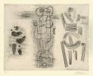 "gruppe Mit Ritzfiguren" by Willi Baumeister