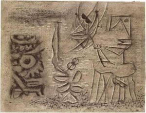 "komposition Mit Urgestalt Und Schaukel" by Willi Baumeister