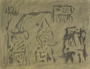 Mit Dem Ungeheuer Chumbaba. Aus Gilgamesh by Willi Baumeister