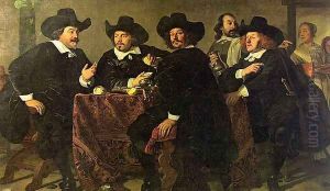 The Regents of the Kloveniersdoelen Eating a Meal of Oysters 1655 by Bartholomeus Van Der Helst