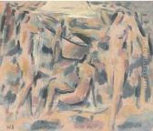 Badende Am See by Willi Baumeister