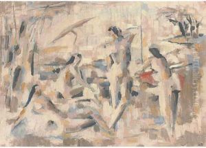 Badende Am See by Willi Baumeister