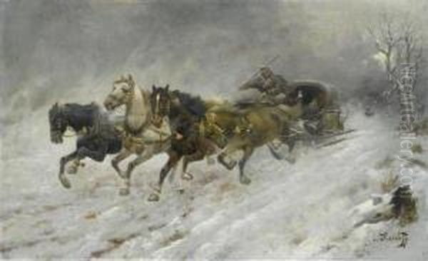 Horses And Sleigh In The Winter. - view 1