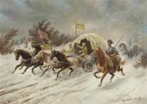 Cossack Riding In Snow