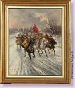 La Charge Des Cosaques by Adolf Baumgartner