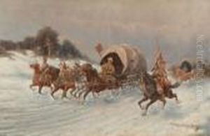 Cossacks In The Snow. by Adolf Baumgartner
