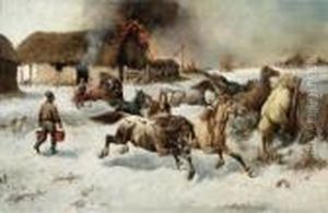Fire On The Farm
Oil On Canvas by Adolf Baumgartner