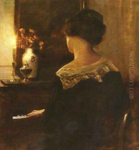 A Lady Playing The Piano by Carl Wilhelm Holsoe