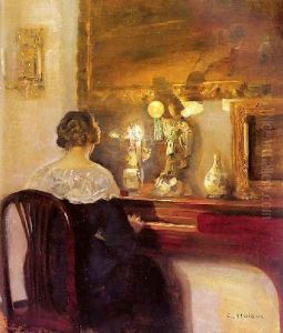 A Lady Playing The Spinet by Carl Wilhelm Holsoe