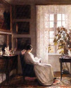 Reading In The Morning Light by Carl Wilhelm Holsoe