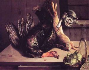 Still Life with Wild Game and Cat by George Hetzel