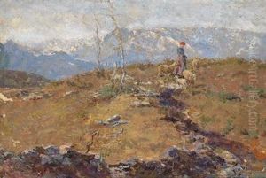 Die Schafhirtin In Den Bergen