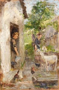 Contadinelle Con Le Pecore by Leonardo Bazzaro