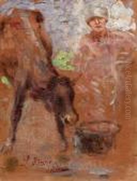 Mucca Con Contadina - view 1