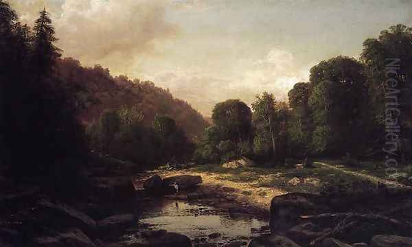 Boy Fishing in Mountain Stream, Mifflin County by George Hetzel