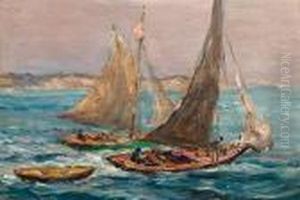 Starting Out, Rockport Harbor; Boat Battlingwaves by Reynolds Beal