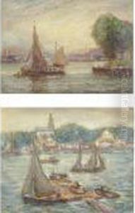 Sailboats In A Harbor: Two Works by Reynolds Beal
