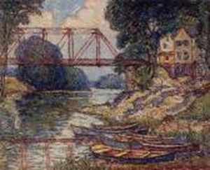 The Red Bridge, New Paltz, New York by Reynolds Beal