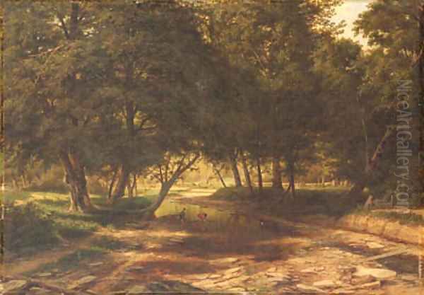 Children Playing in the Stream - view 1
