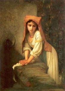 Young pensive girl by Antoine Auguste Ernest Hebert