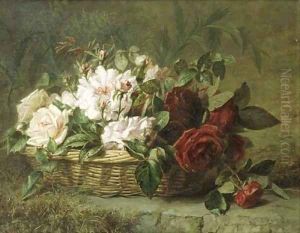Roses in a basket by Adriana-Johanna Haanen