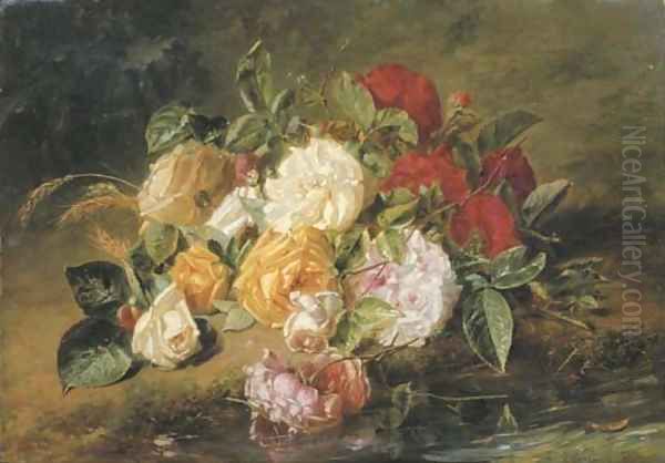 Roses by a stream - view 1