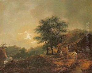 Water-Mill in Moonlight by Jan Jozef Haar