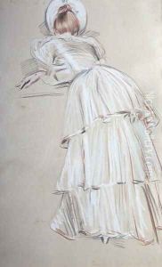 Woman standing leaning from behind
