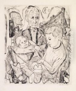 Familienszene(familie Beckmann) by Max Beckmann
