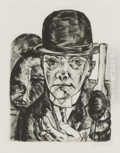 Self-portrait In Bowler Hat by Max Beckmann