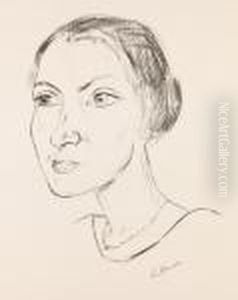 Frauenkopf Mit Halskette (frau Parcus). by Max Beckmann