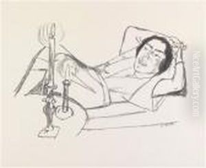 "liegende Frau " by Max Beckmann