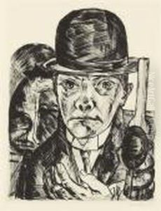 Selbstbildnis Mit Steifem Hut by Max Beckmann