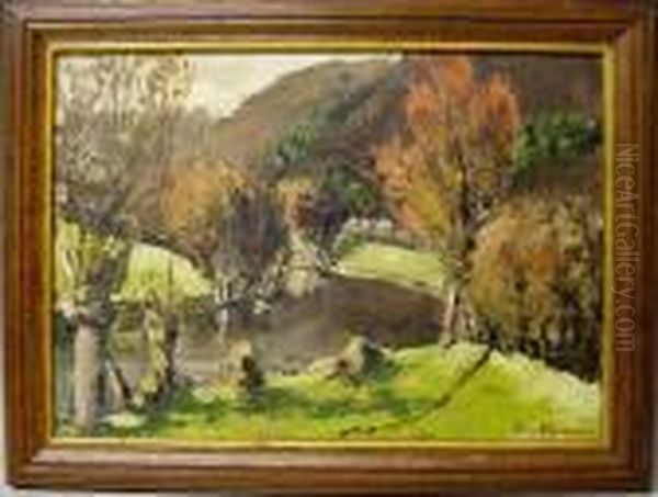 Bergige Herbstlandschaft An Einem Flus - view 1