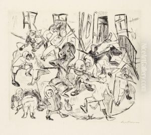 Spielende Kinder, Breitformat by Max Beckmann