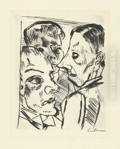 Herr Muller, Ich Und Die Bufettmamsell. by Max Beckmann