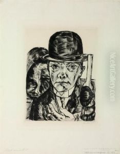 Selbstbildnis Mit Steifem Hut by Max Beckmann