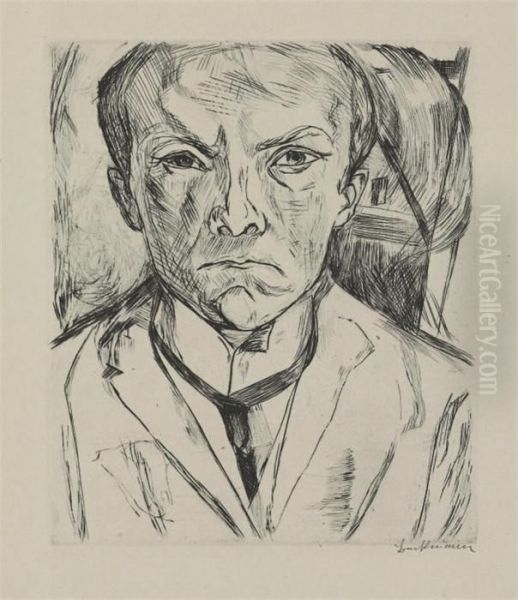 Frontal Self-portrait With House Gabe In Background (hofmaier,125) - view 1
