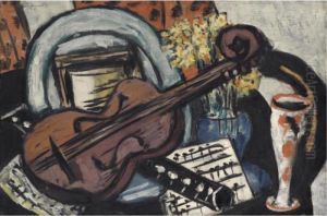 Stilleben Mit Geige Und Flote (still-life With Violin Andflute) by Max Beckmann