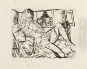 Frau On Sofa by Max Beckmann