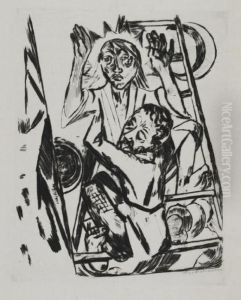 Jakob Ringt Mit Dem Engel by Max Beckmann